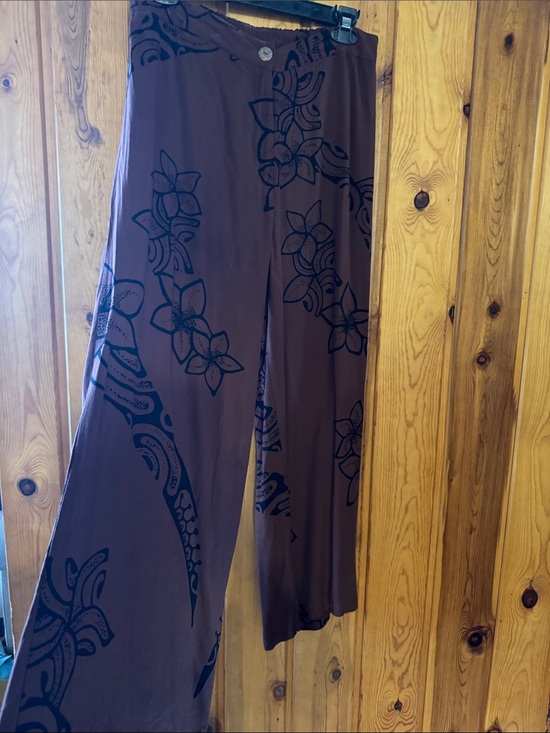 Wahine Toa Design Pants - Wahine Toa Brown tribal and Floral-Print Wide Leg Women’s Pants